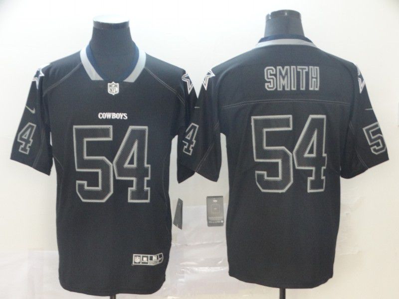 Men Dallas cowboys 54 Smith Black Nike Lights Out Black Color Rush Limited NFL Jerseys